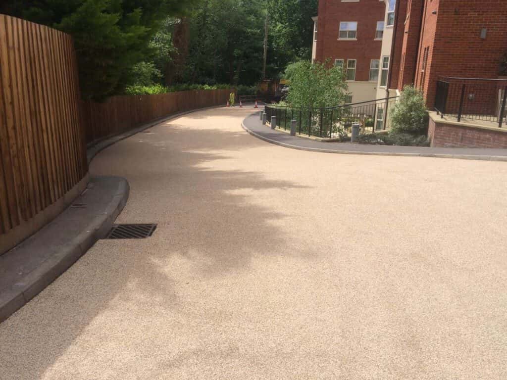 an anti-skid surface installed on a drive way